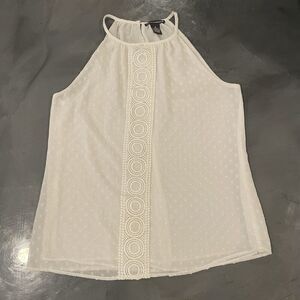 Chelsea and Theodore White Lacey Halter Top Tank Lined Size Medium Flowy‎ Boho